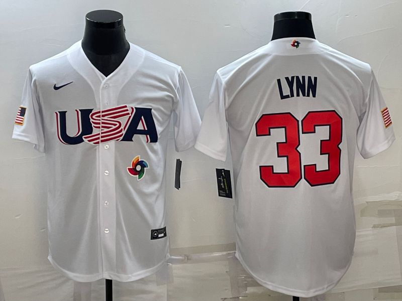 Men 2023 World Cub USA #33 Lynn White Nike MLB Jersey7->more jerseys->MLB Jersey